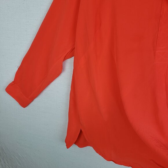 Ralph Lauren 100% Silk Top Oversized Boxy Fit Orange Red 2X Minimalist Lagenlook - Picture 5 of 10